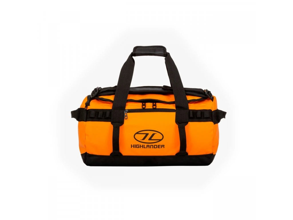 Bolsa Highlander Storm Kitbag 30L Naranja – Duffle Impermeable de 30 Litros con Asas y Correas Ajustables