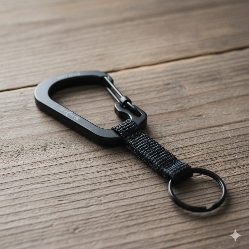 SlideLock Keyring – Carabiner Keyring with Safety Lock | Stainless Steel and Nylon