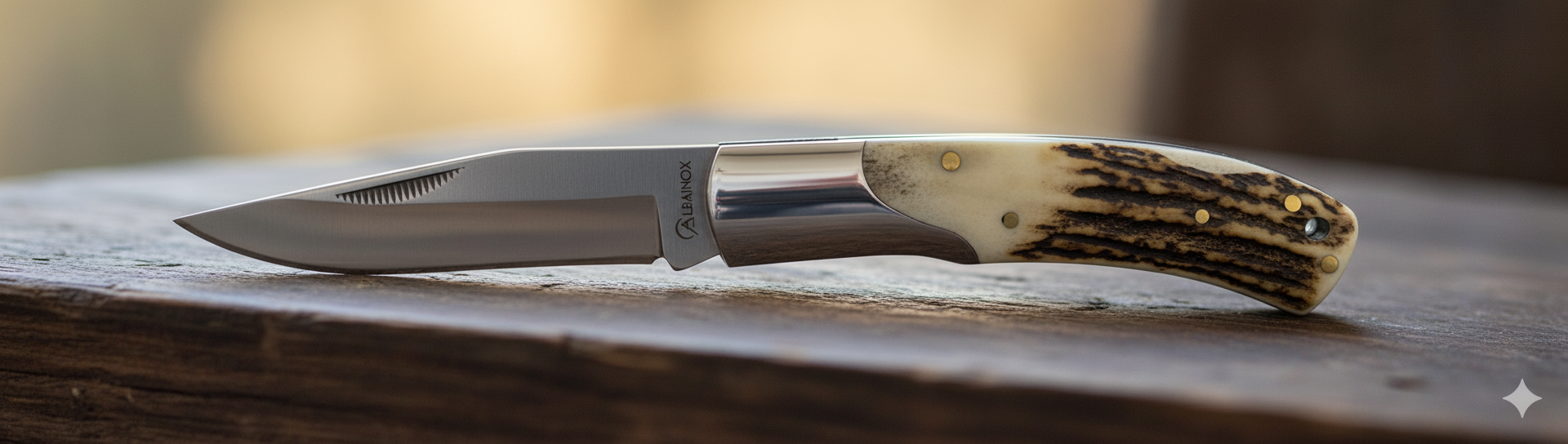 Canivete dobrável clássico Albainox com cabo em chifre de veado e lâmina em aço inoxidável de 7,8 cm | Cutelaria espanhola de coleção