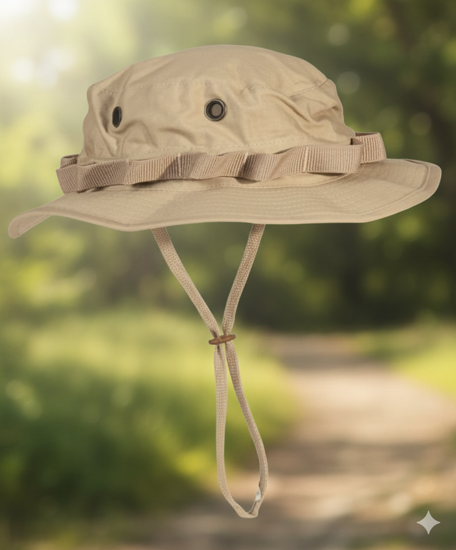 Chapéu militar estilo boonie em tecido ripstop 100% algodão – Chapéu tático ajustável e durável, disponível em várias cores.