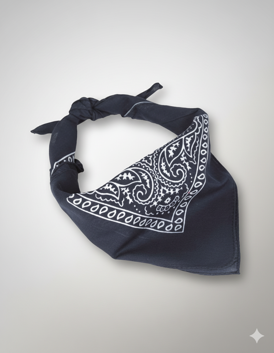 Pañuelo bandana azul 100% algodón – multifuncional para cabeza, cuello o rostro