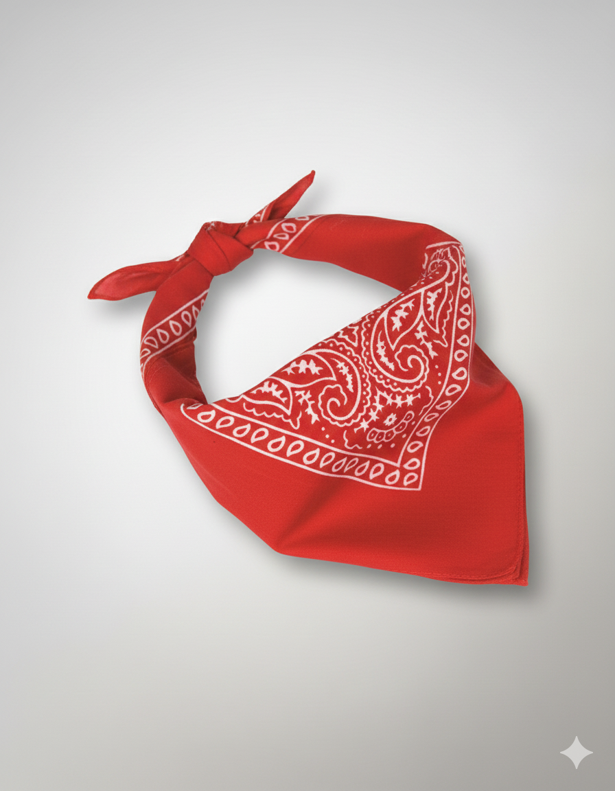 Pañuelo bandana rojo 100% algodón – accesorio multifuncional para cuello, cabeza o rostro