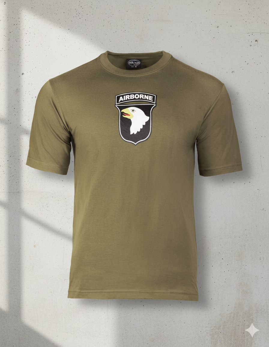 Camiseta militar 101st Airborne oliv – T-shirt táctica con estampado ejército