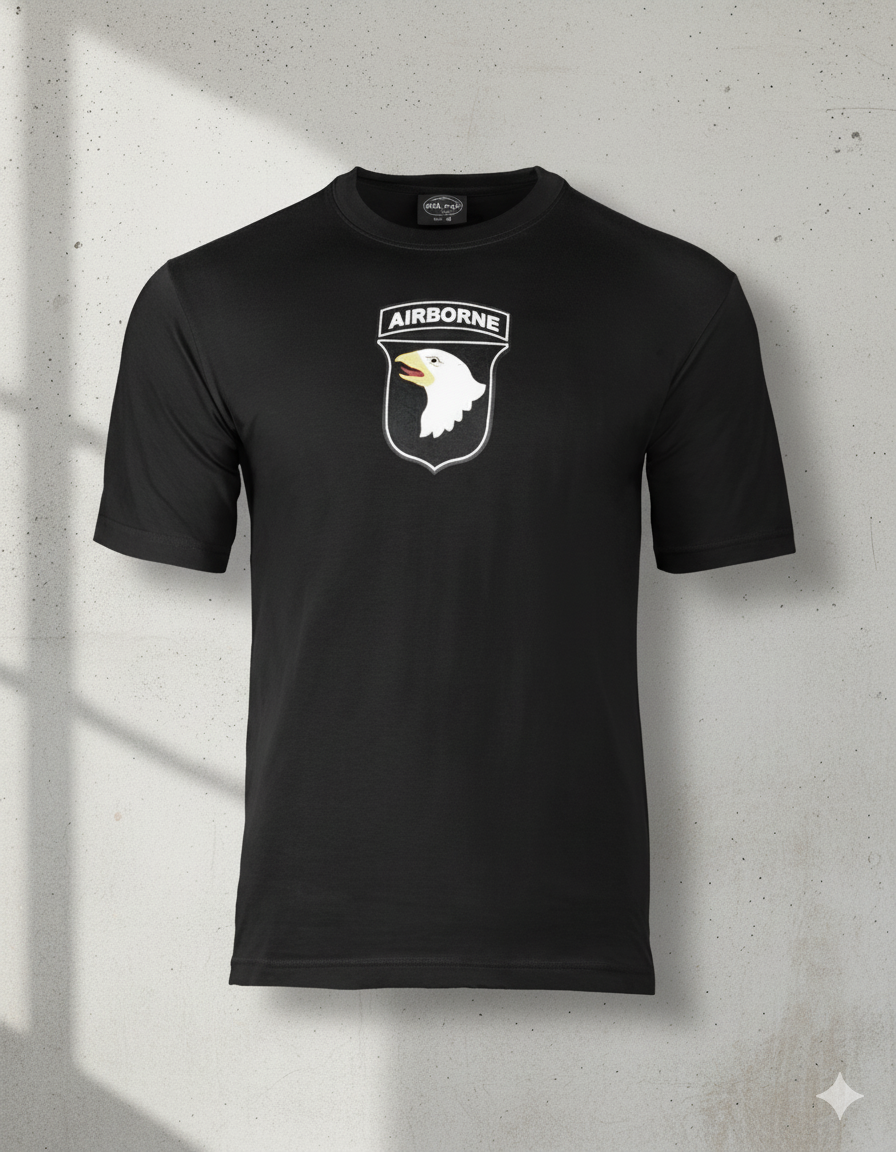 Camiseta militar 101st Airborne negra – T-shirt táctica con estampado ejército