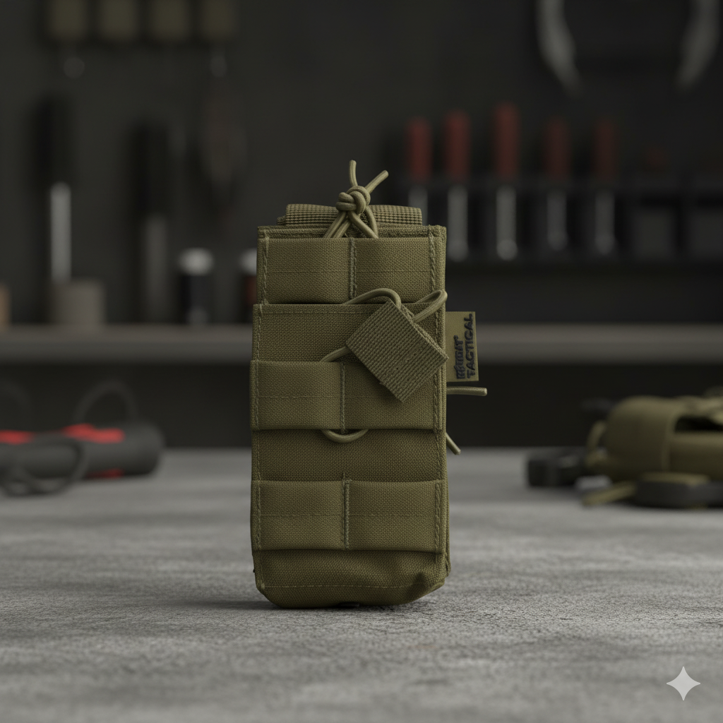 Portacargador Táctico Doble MOLLE – Color Coyote | Funda Militar Compacta 600D Tac-Poly