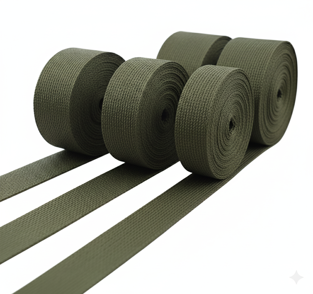 Correa de Sujeción 25 mm con Hebilla – 120 cm OLIVE | Packriemen Ajustable Verde Oliva