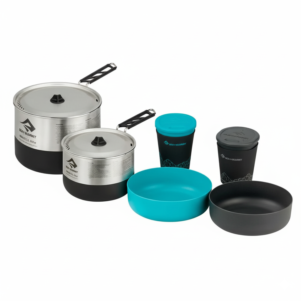 Trem de cozinha Sigma Cookset 2.2 – Aço inoxidável premium, antiaderente, compacto e ultraleve para campismo | Sea to Summit