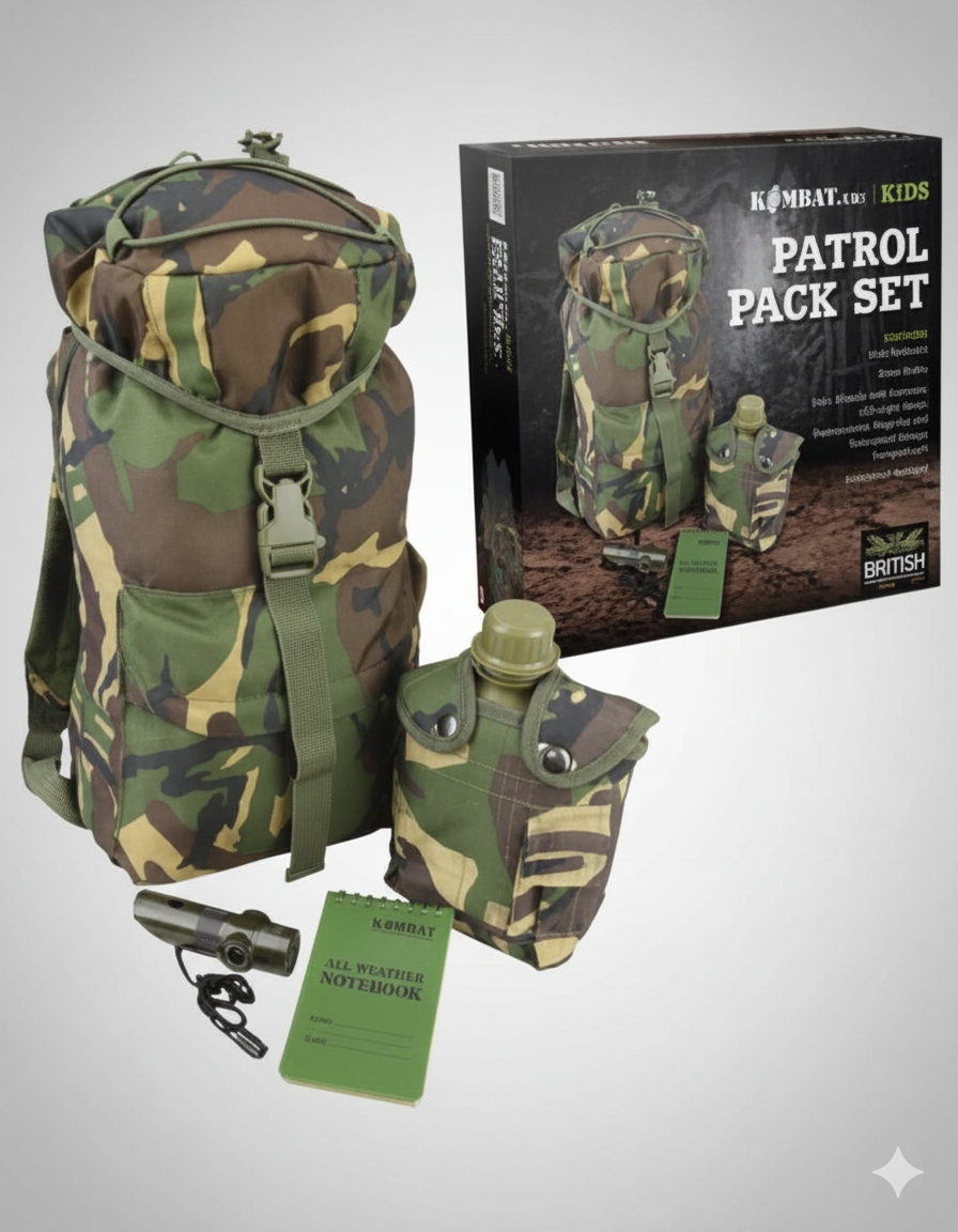 Kombat UK Kids Explorer Kit – DPM Woodland Camouflage | Outdoor Military Set for Kids