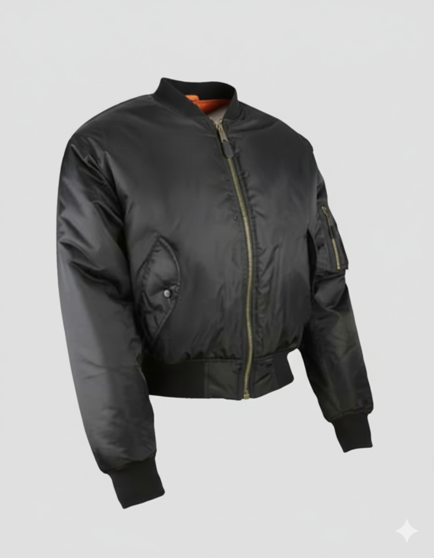 Chaqueta Bomber MA1 Negra XL – Estilo Militar Clásico y Resistente