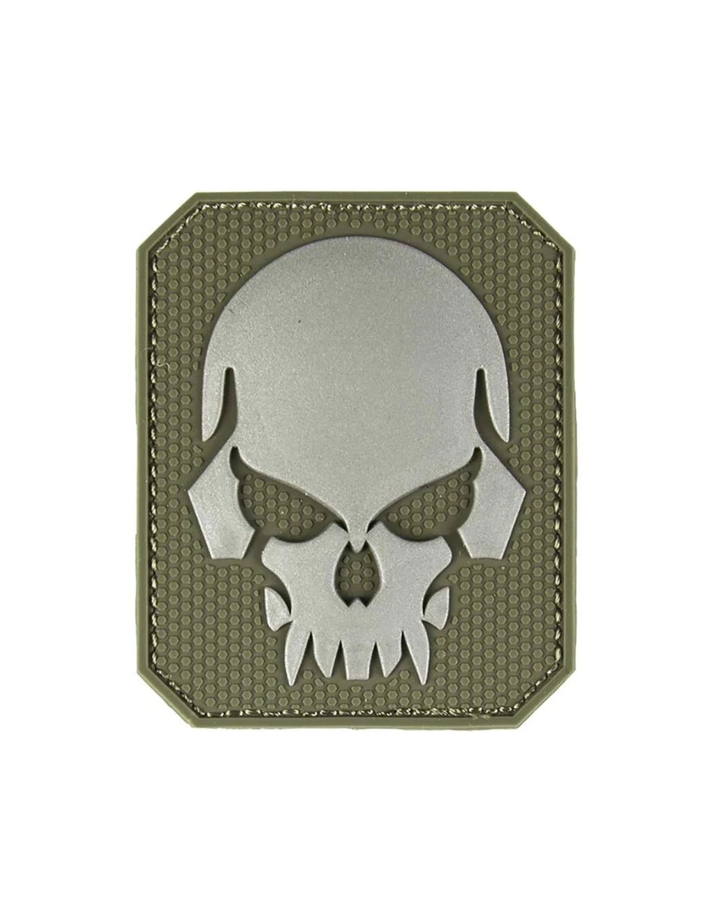 Patch 3D de caveira em PVC com velcro – Verde Oliva Tático Militar | Patch Mil-Tec