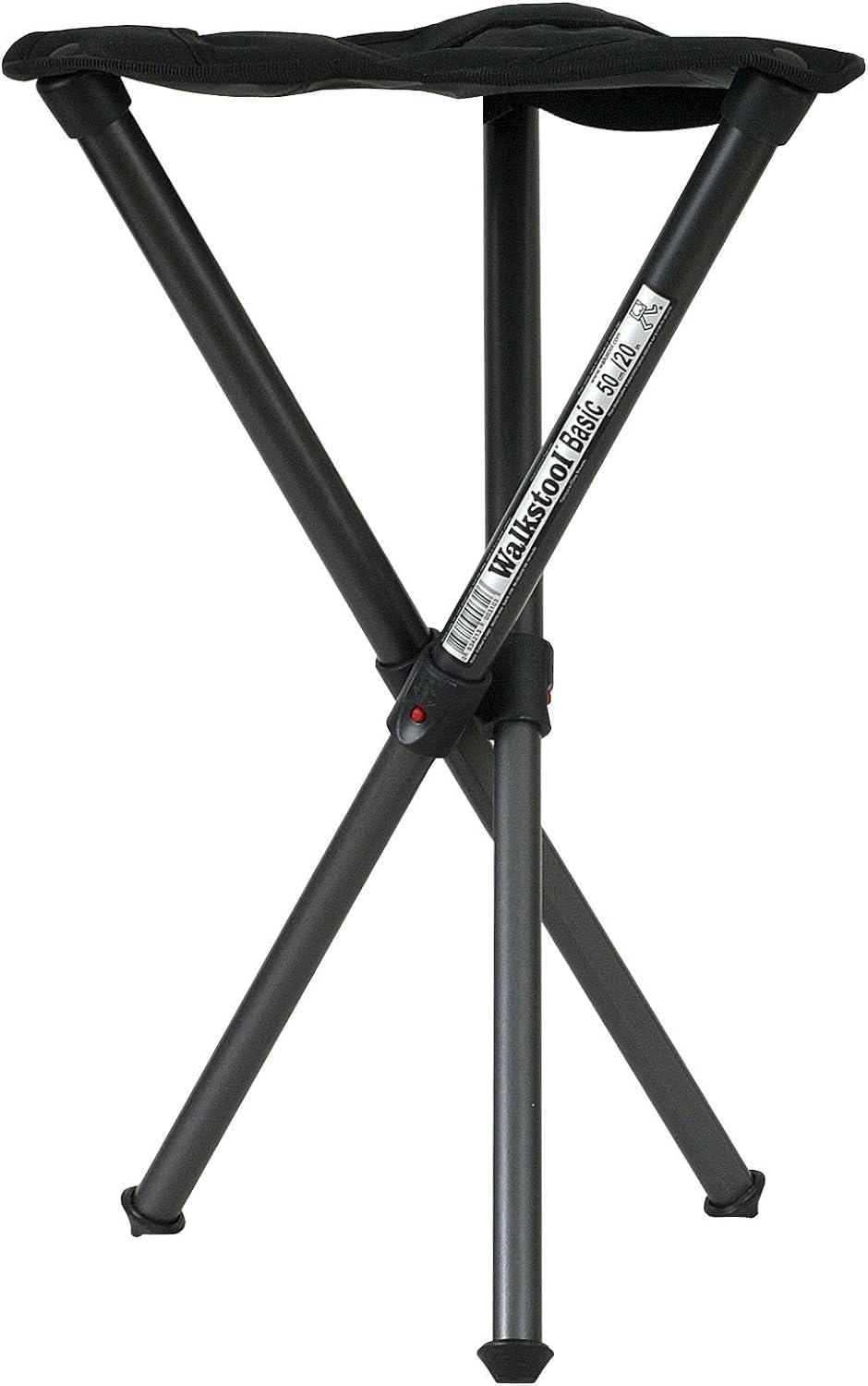 Walkstool Basic – Taburete Telescópico de Aluminio 3 Patas (50–60 cm) – Superresistente y Compacto – Negro – Hecho en Suecia