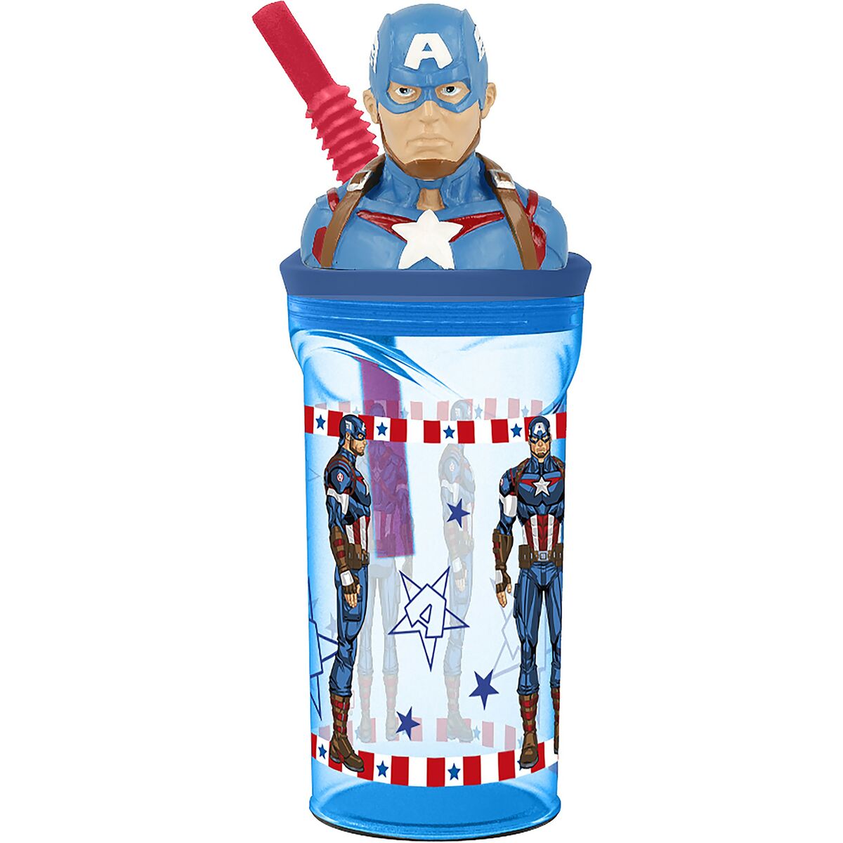 Vaso con Pajita Capitán América CZ11331 360 ml 3D
