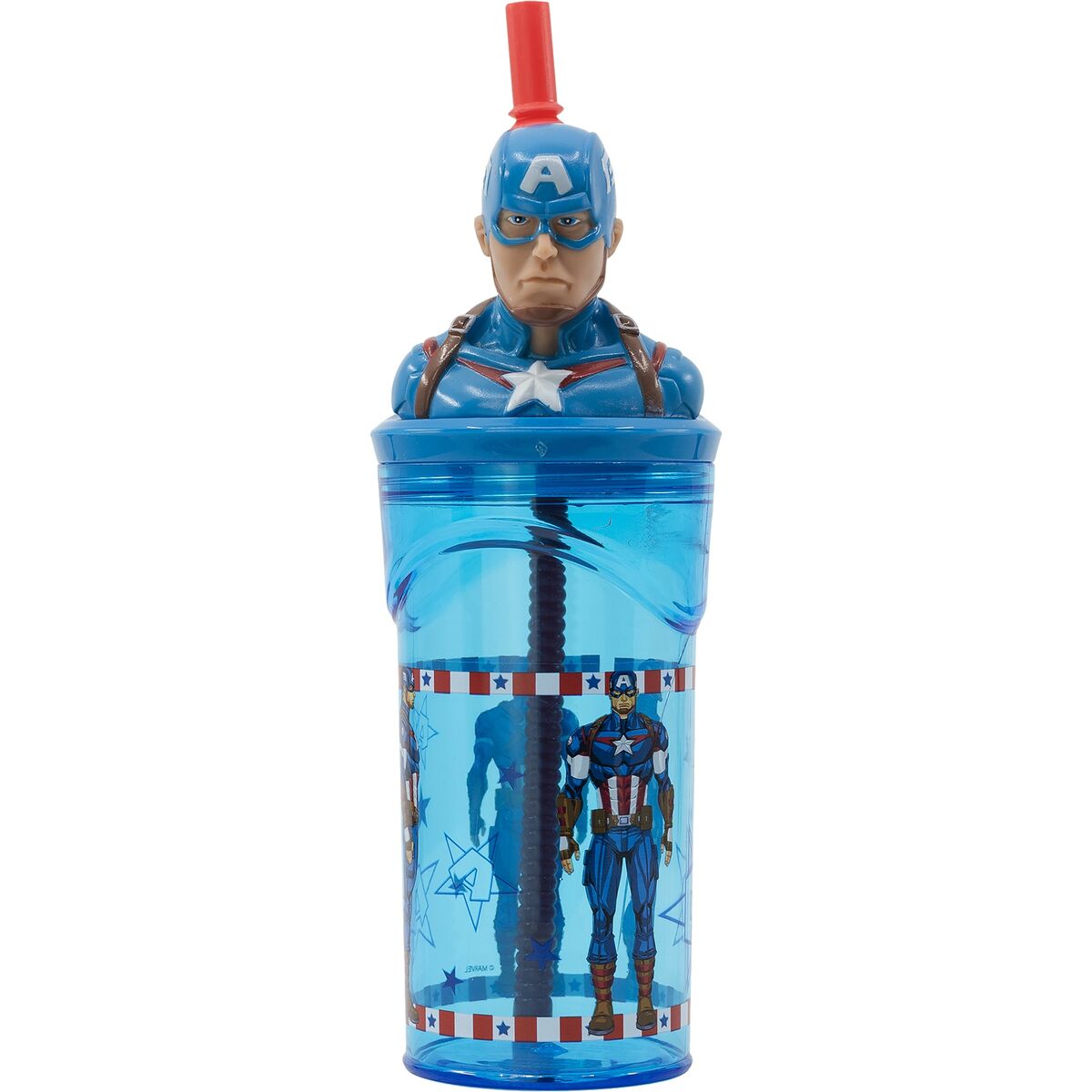 Vaso con Pajita Capitán América CZ11331 360 ml 3D