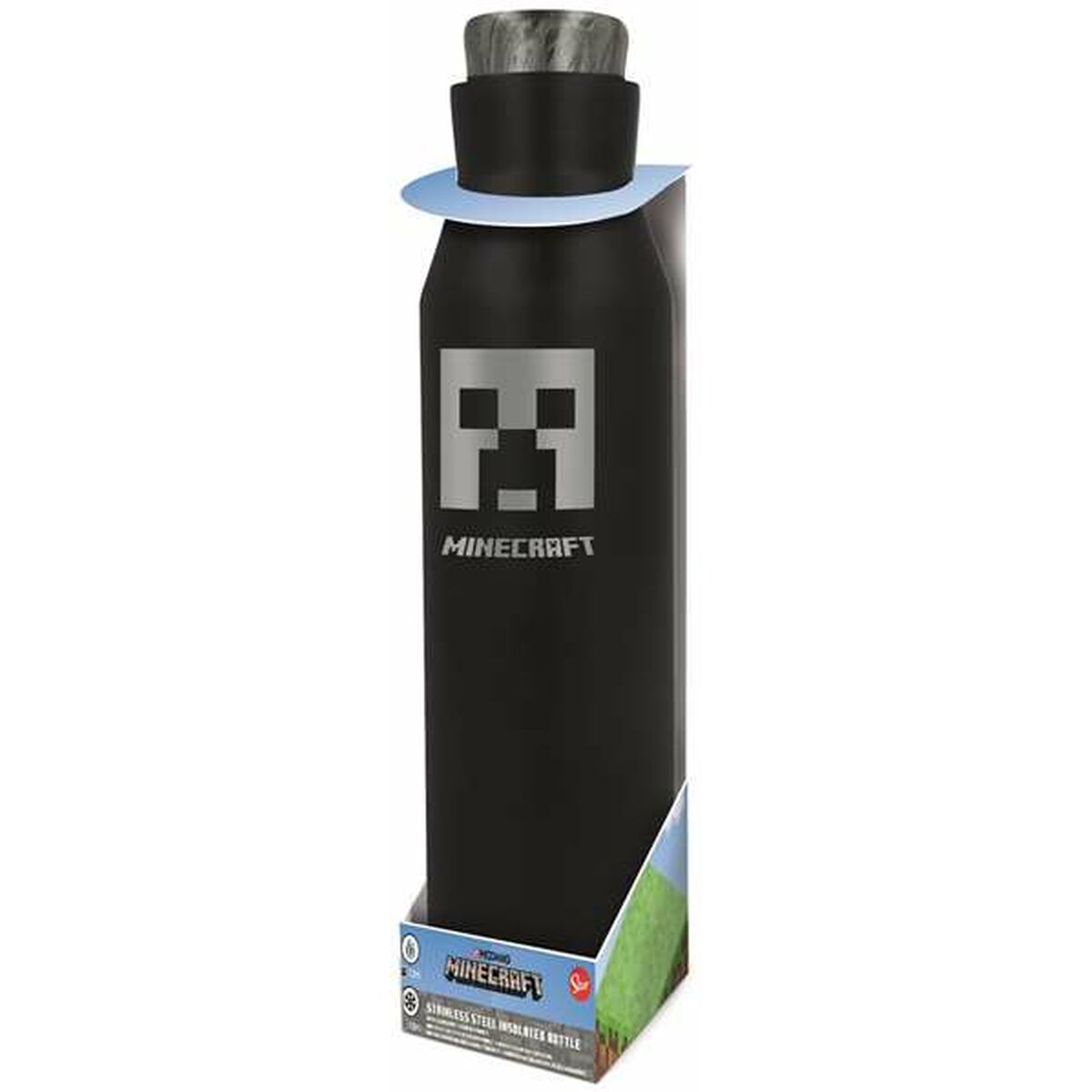 Garrafa Minecraft 580 ml Aço inoxidável Silicone