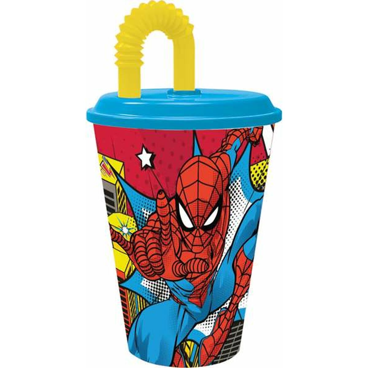 Vaso con Pajita Spider-Man Arachnid Grid 430 ml