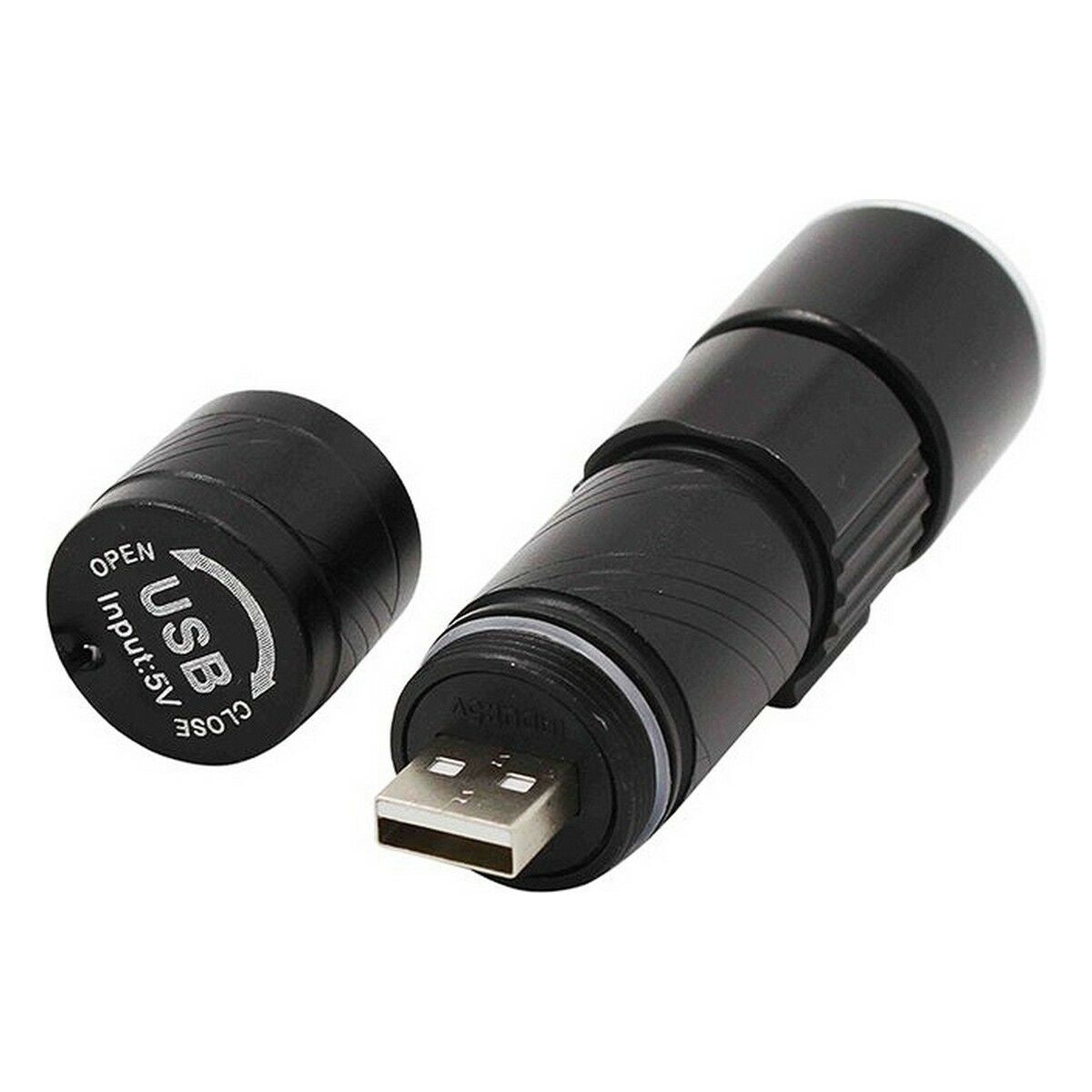 Linterna LED EDM USB Recargable Zoom Mini Negro Aluminio 120 Lm