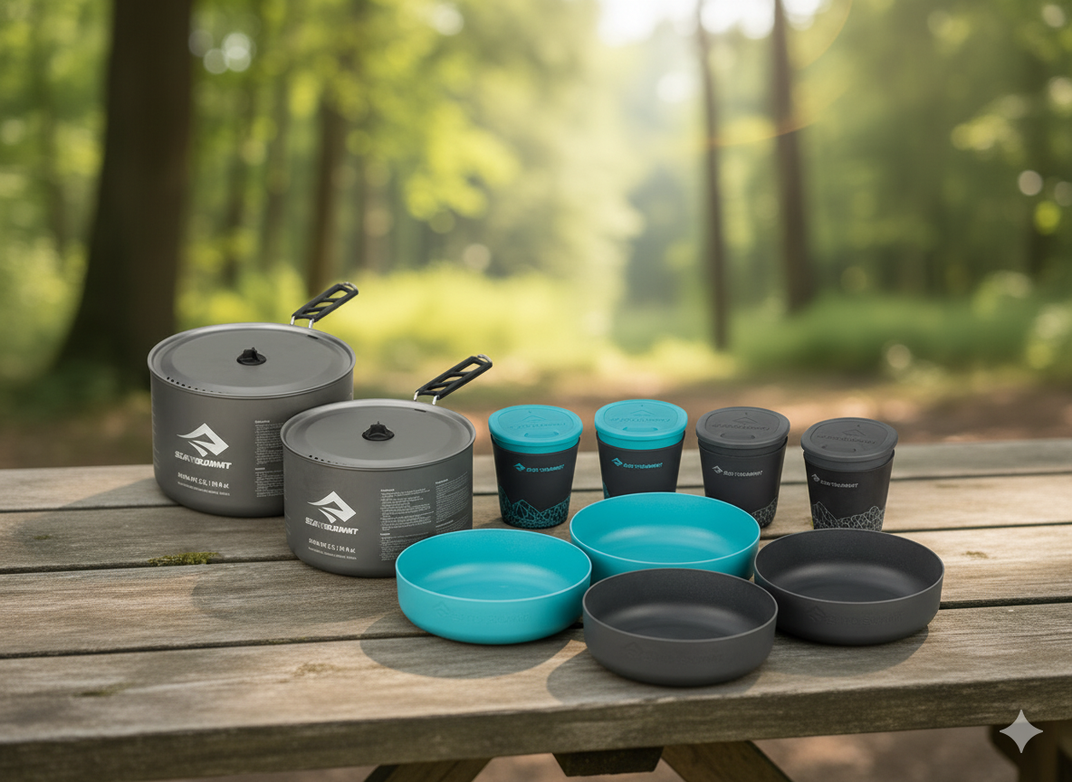 Conjunto de panelas Sea to Summit Alpha Pot Cookset 4.2 – Conjunto completo de utensílios de cozinha para campismo (4 pessoas)