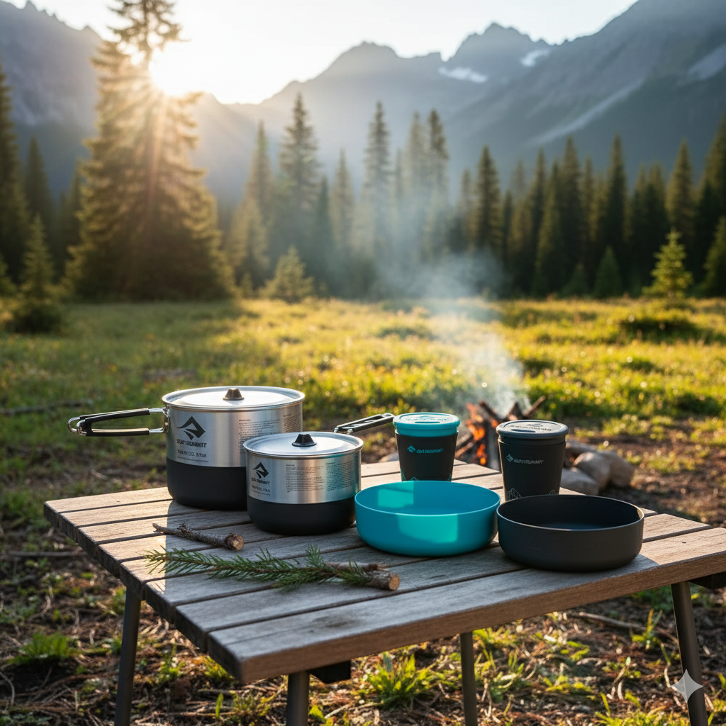 Trem de cozinha Sigma Cookset 2.2 – Aço inoxidável premium, antiaderente, compacto e ultraleve para campismo | Sea to Summit