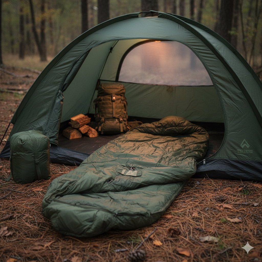 Saco de Dormir MIL-TEC® Tactical T4 Verde – 4 Estaciones | Aislamiento Thermolite® y Revestimiento Teflon® Impermeable