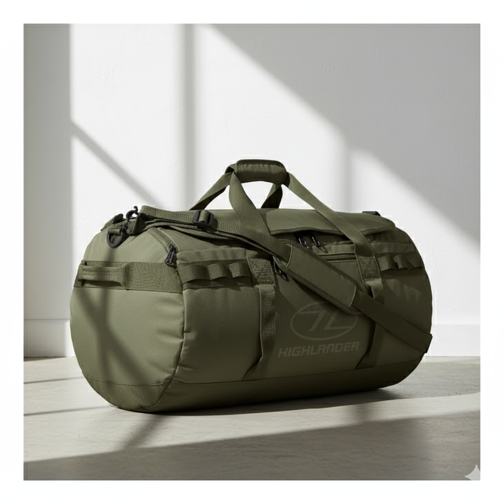 Bolsa Highlander Storm Kitbag 65L Verde Oliva – Duffle Impermeable y Resistente para Viajes, Deporte y Outdoor