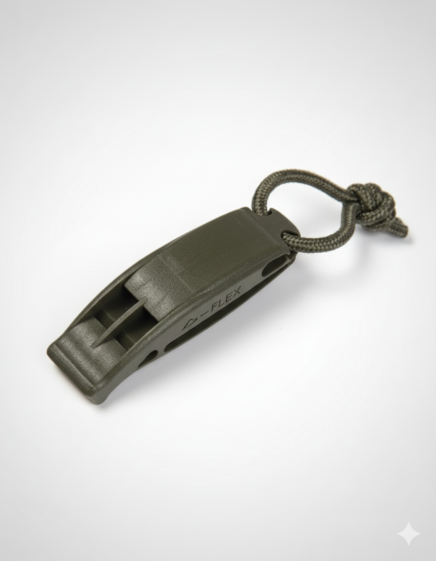 Silbato táctico con enganche MOLLE color oliva – accesorio de supervivencia militar