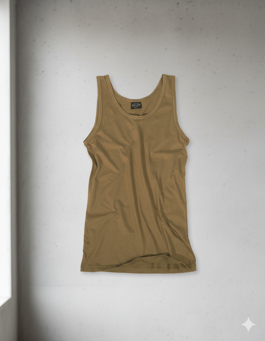 Camiseta de tirantes Tank Top algodón coyote – estilo táctico y deportivo