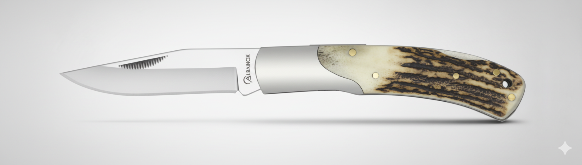 Canivete dobrável clássico Albainox com cabo em chifre de veado e lâmina em aço inoxidável de 7,8 cm | Cutelaria espanhola de coleção