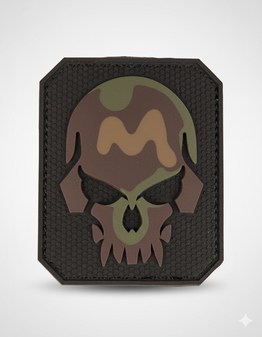 Parche 3D Skull camuflaje PVC con velcro – diseño táctico militar