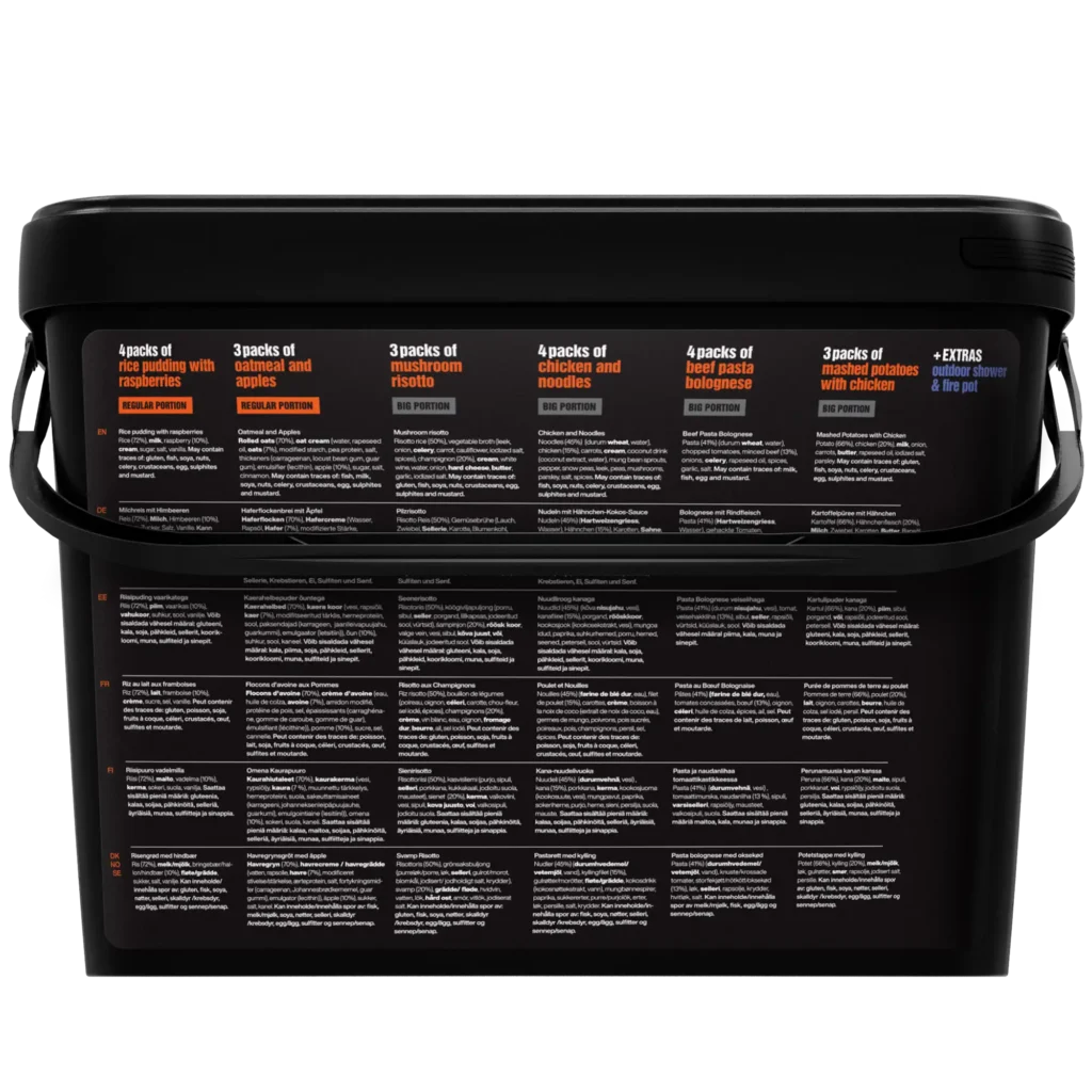 Survival Pack Mike Tactical Foodpack | 21 Comidas Liofilizadas para 1 Semana con Gel Ignífugo