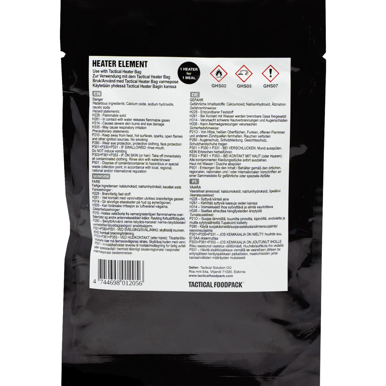 Elemento Calefactor Descartable — Comida caliente en cualquier lugar