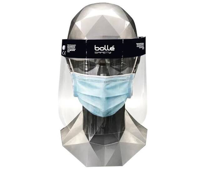 Protetor facial transparente em PET, 33x22 cm, com suporte em espuma – Proteção facial transparente