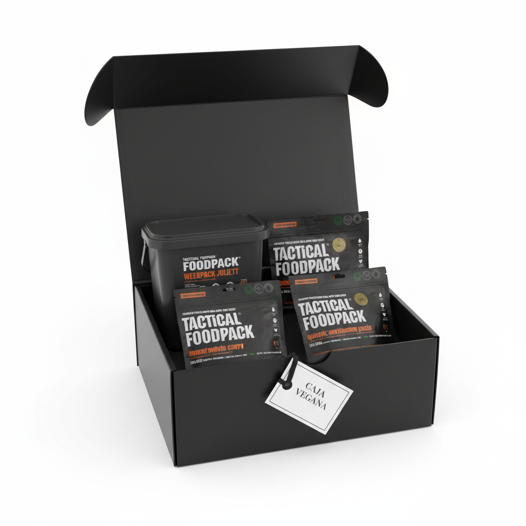 CAJA VEGANA – Green Survival | Box Regalo 100% Vegetal Tactical Foodpack