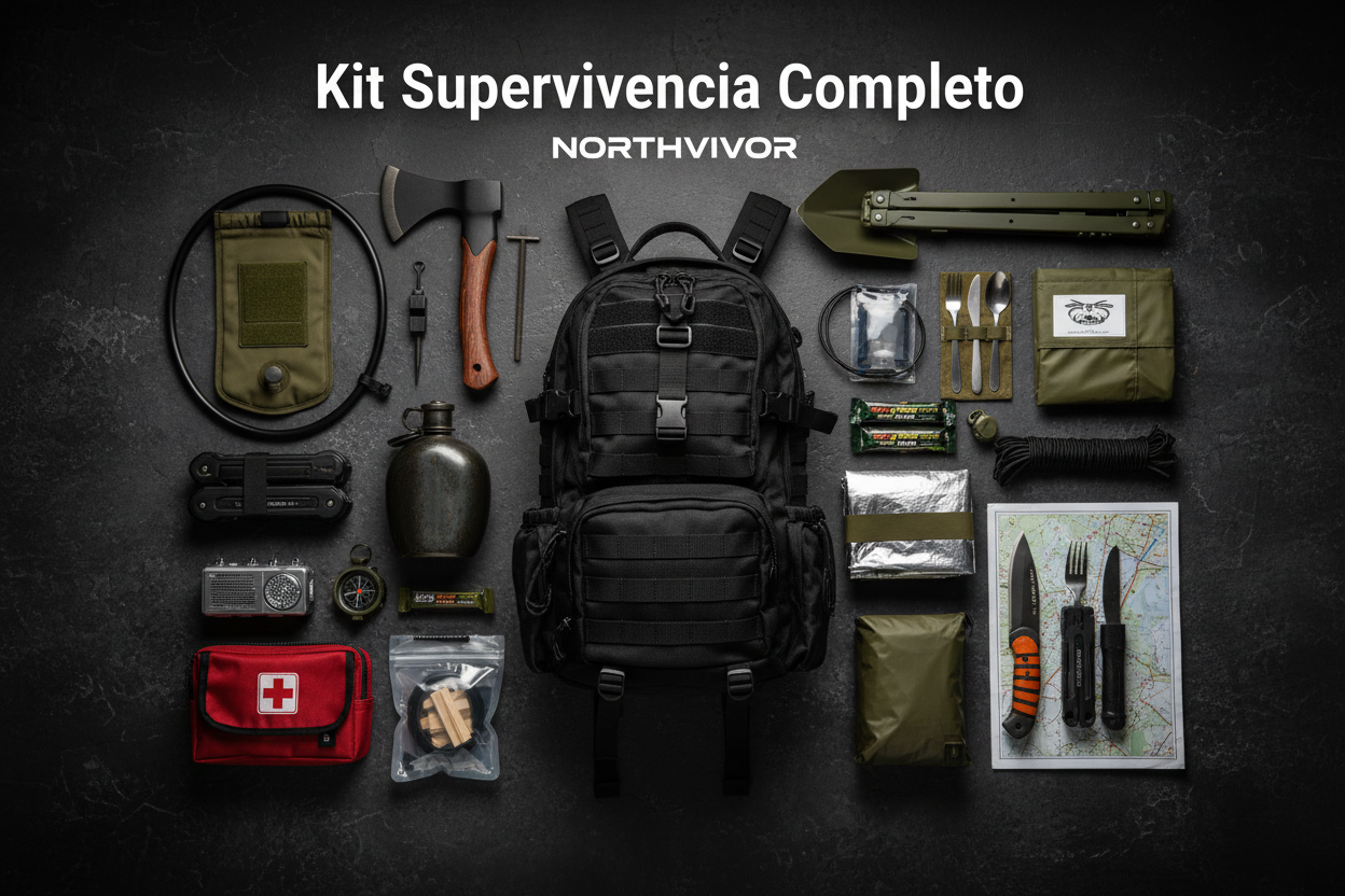 Kit de Supervivencia COMPLETO Northvivor | Equipo Profesional para Emergencias y Outdoor