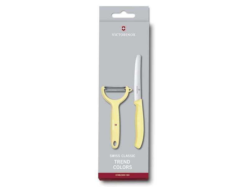 Conjunto Victorinox Swiss Classic Trend Colors Amarelo Pastel – Faca para Tomate + Descascador | Design Moderno e Precisão Suíça