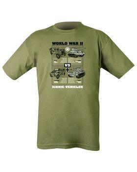 WWII Iconic Vehicles T-shirt - Olive Green XXL NORTHVIVOR