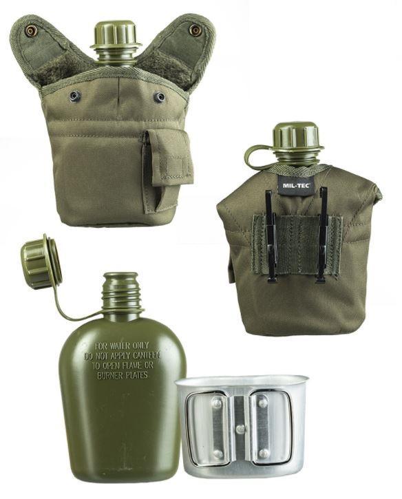 Cantimplora militar con cacillo aluminio NORTHVIVOR