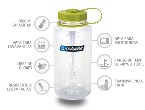Botella Boca Ancha Transparente 1000 ml NORTHVIVOR